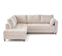 Anna - canapé d'angle gauche 5 places convertible en velours texturé - Beige