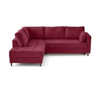 Anna - canapé d'angle gauche 5 places convertible en velours texturé - Prune Prune