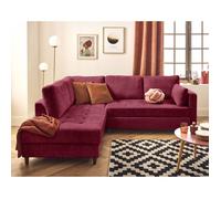 Lisa Design – canapé d'angle Anna – gauche 5 places convertible – velours texturé – Prune