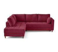 Lisa Design – canapé d'angle Anna – gauche 5 places convertible – velours texturé – Prune