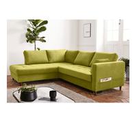 Anna - canapé d'angle gauche - 5 places - convertible - en velours - Vert Olive Vert Olive