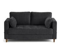 Anna - canapé droit 2 places avec poche en velours texturé - Gris Anthracite Gris Anthracite G