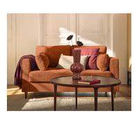 Anna - canapé droit 2 places avec poche en velours texturé - Rouille