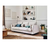 Anna - canapé droit 3 places convertible avec poche en velours - Beige