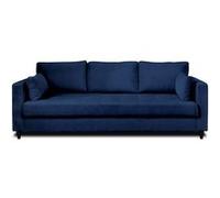 Lisa Design - Canapé Convertible Anna en Velours - Canapé Lit - Sofa Bleu Nuit 3 Places - Salon