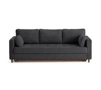 Anna - canapé droit 3 places convertible avec poche en velours texturé - Gris Anthracite