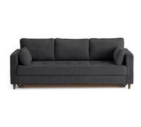 Anna - canapé droit 3 places convertible avec poche en velours texturé - Gris Anthracite Gris Anthracite G