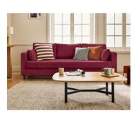 Anna - canapé droit 3 places convertible avec poche en velours texturé - Prune