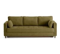 Anna - canapé droit 3 places convertible avec poche en velours texturé - Vert Olive Vert Olive G