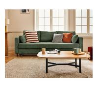 Anna - canapé droit 3 places convertible avec poche en velours texturé - Vert sauge