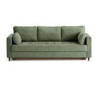Lisa Design - Anna - canapé Droit 3 Places Convertible avec Poche en Velours texturé, Vert Sauge