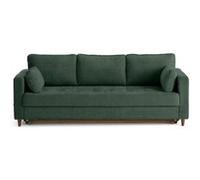 Lisa Design - Anna - canapé Droit 3 Places Convertible avec Poche en Velours texturé, Vert