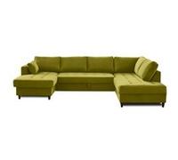 Anna - canapé panoramique d'angle droit - 7 places - convertible avec coffre - en velours - Vert Olive Vert Olive