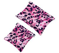 Anna Cowper Lot de 2 petites trousses de maquillage en cuir pour sacs à main, pochette de maquillage portable sans fermeture éclair, porte-monnaie, pochette à bijoux, léopard, Multicolore 1, Small and