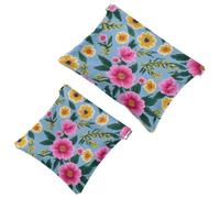 Anna Cowper Lot de 2 petites trousses de maquillage en cuir pour sacs à main, pochette de maquillage portable sans fermeture éclair, porte-monnaie, bijoux, papillons, pensées, oiseaux, Multicolore 9.,