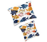 Anna Cowper Lot de 2 petites trousses de maquillage en cuir pour sacs à main, pochette de maquillage portable sans fermeture éclair, porte-monnaie, bijoux, pensées d'oiseaux et de fleurs, Multicolore