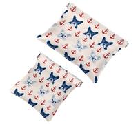 Anna Cowper Lot de 2 petites trousses de maquillage en cuir pour sacs à main, pochette de maquillage portable sans fermeture éclair, porte-monnaie, bijoux, papillons, pensées, oiseaux, Multicolore 2.,