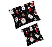 Anna Cowper Lot de 2 petites trousses de maquillage en cuir pour sacs à main, pochette de maquillage, sans fermeture éclair, porte-monnaie, bijoux, Père Noël, flocon de neige, rouge, Multicolore 4.,