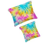 Anna Cowper Lot de 2 petites trousses de maquillage en cuir pour sacs à main, pochette de maquillage portable sans fermeture éclair, porte-monnaie, bijoux, pensées d'oiseaux et de fleurs, Multicolore