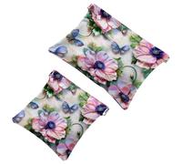 Anna Cowper Lot de 2 petites trousses de maquillage en cuir pour sacs à main, pochette de maquillage portable sans fermeture éclair, porte-monnaie, pochette à bijoux, coquelicot rouge, Multicolore