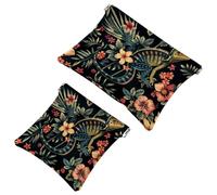 Anna Cowper Lot de 2 petites trousses de maquillage en cuir pour sacs à main, pochette de maquillage portable sans fermeture éclair, porte-monnaie, pochette à bijoux, attrape-rêves galaxie,