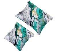 Anna Cowper Lot de 2 petites trousses de maquillage en cuir pour sacs à main, pochette de maquillage portable sans fermeture éclair, porte-monnaie, pochette à bijoux, motif fleurs de pensées,