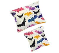 Anna Cowper Lot de 2 petites trousses de maquillage en cuir pour sacs à main, pochette de maquillage portable sans fermeture éclair, porte-monnaie, bijoux, pensées d'oiseaux et de fleurs, Multicolore