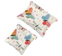 Anna Cowper Lot de 2 petites trousses de maquillage en cuir pour sacs à main, pochette de maquillage portable sans fermeture éclair, porte-monnaie, bijoux, papillons, pensées, oiseaux, Multicolore 4.,