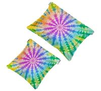 Anna Cowper Lot de 2 petites trousses de maquillage en cuir pour sacs à main, pochette de maquillage portable sans fermeture éclair, porte-monnaie, bijoux, pensées d'oiseaux et de fleurs, Multicolore