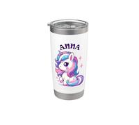 Anna Joli motif licorne pour fille Nom Anna Gobelet isotherme en acier inoxydable double paroi
