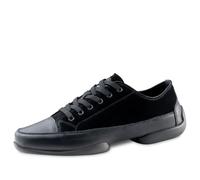 Anna Kern Baskets de danse pour homme 4005 - Daim/cuir noir - Semelle en polyuréthane divisée - Largeur normale - Semelle intérieure amovible - Talon de 1 cm, Noir , 39 1/3 EU