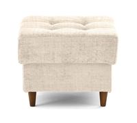 Anna - pouf en velours texturé - pieds en bois - Beige