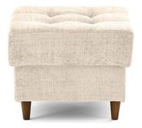 Anna - pouf en velours texturé - pieds en bois - Beige Beige