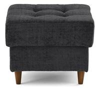 Anna - pouf en velours texturé - pieds en bois - Gris Anthracite Gris Anthracite