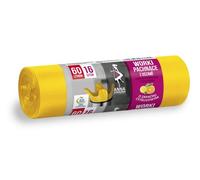 ANNA ZARADNA ST-AZ-033645 Lot de 16 sacs poubelle avec anses, 60 l, parfum d'agrumes, sac poubelle pour ordures ménagères, bureau en film HDLD, couleur : jaune