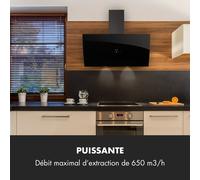Annabelle 90 Hotte aspirante en verre 595 m³/h panneau tactile noir A+