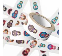 Annadue 1 Rouleau Autocollants Poupées Russes Gigognes (1 Roll) | Thème de nidification, joints adhésifs, étiquettes rondes, embellissements artisanaux, couleurs vives, style d\'art