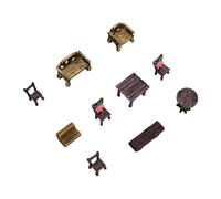 Annadue 10 Pièces Résine Mini Table Chaise Ensemble pour Jardin de Fées | Meubles de patio miniatures, résine protégée contre les intempéries, village de fées en plein air, paysage de maison de