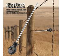 Annadue 100 Pièces Isolateurs d'anneau de Clôture électrique, Isolateur à Vis Longue Distance pour Poteaux en Bois, Isolateurs de Clôture en Fer et en Plastique, Pas Facile à Vieillir ou à Casser,