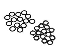 Annadue 14 Pièces Kit Écrou et Rondelle de Jack Guitare M9 Filetage (BLACK) | Matériel de prise de sortie de guitare, filetage M9 x 0,75 mm, écrous et rondelles métalliques, bord lisse, connexion étroite