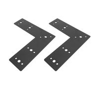 Annadue 2 Pièces Support Plat en L Acier Carbone | Plaque à angle droit robuste, acier de 3mm d\'épaisseur, revêtement en poudre noire, intérieur et extérieur, Joint en bois