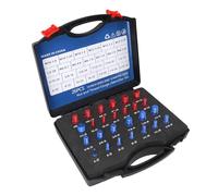 Annadue 26 Pièces Jauge de Filetage Écrous et Boulons avec Boîtier | Kit de vérification de filetage 26 pièces, double échelle métrique en pouces, code couleur rouge bleu, accès aux espaces