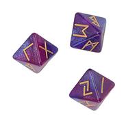 Annadue 3 Pièces Rune Dés, 8 Faces étoile Ciel Mystique Couleurs Vives Astrologie Apprentissage Prédiction Jeu de Dés Polyédriques pour Adultes (Bleu Violet)