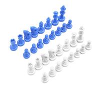 Annadue 32 Pièces D'échecs en Plastique Médiéval Roi 49mm sans Plateau | [Le texte généré dépasse 115 caractères] Style médiéval, plastique bleu blanc, creux léger, échecs de voyage, entraînement
