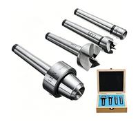 Annadue 4 Pcs MT1 Tour à Métaux Kit de Pointes Tournantes avec étui en | Pilote d\'éperon inclus, centre d\'éperon, point mort en coupe, centre rotatif, pointe à alésage creux, boîtier en bois
