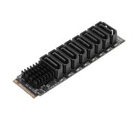 Annadue Adaptateur NVME vers SATA 8 Ports, Carte D'extension de Convertisseur M.2 vers SATA Adaptateur de clé PCIe 3.0 X2 M avec Radiateur en Aluminium, Prend en Charge Les Disque