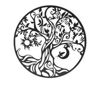 Annadue Art Mural Arbre de Vie 30 Cm, Sculpture Murale Ronde en Métal, Plaque Murale Décorative Noire pour Salon, Chambre à Coucher, Intérieur et Extérieur, Décoration Artistique d'arbre Généalogique