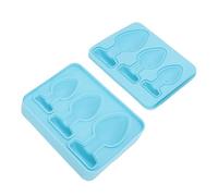 Annadue Bac à Glaçons en Silicone avec Couvercle, Moule à Glace Flexible à 3 Grilles pour Cocktails au Whisky, Bac à Glaçons en Silicone Bleu pour Fête au Bar à Boissons