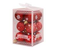 Annadue Baubles de Noël, Ensemble de 12 Pièces d'ornements d'arbres de Noël Rouges, Décorations de Vacances Festives (1)