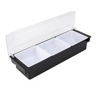 Annadue Boîte D'assaisonnement à Fruits avec Poignées Latérales, Stockage en Plastique de qualité Alimentaire, Sauces à Tremper 50x16x9cm pour, Restaurants, Hôtels (3 compartiments 600 ml)